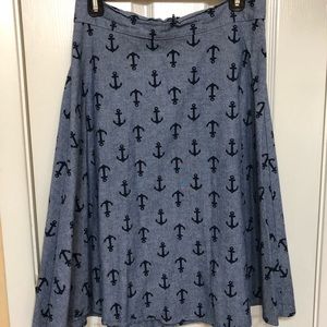 Anchor printed circle skirt